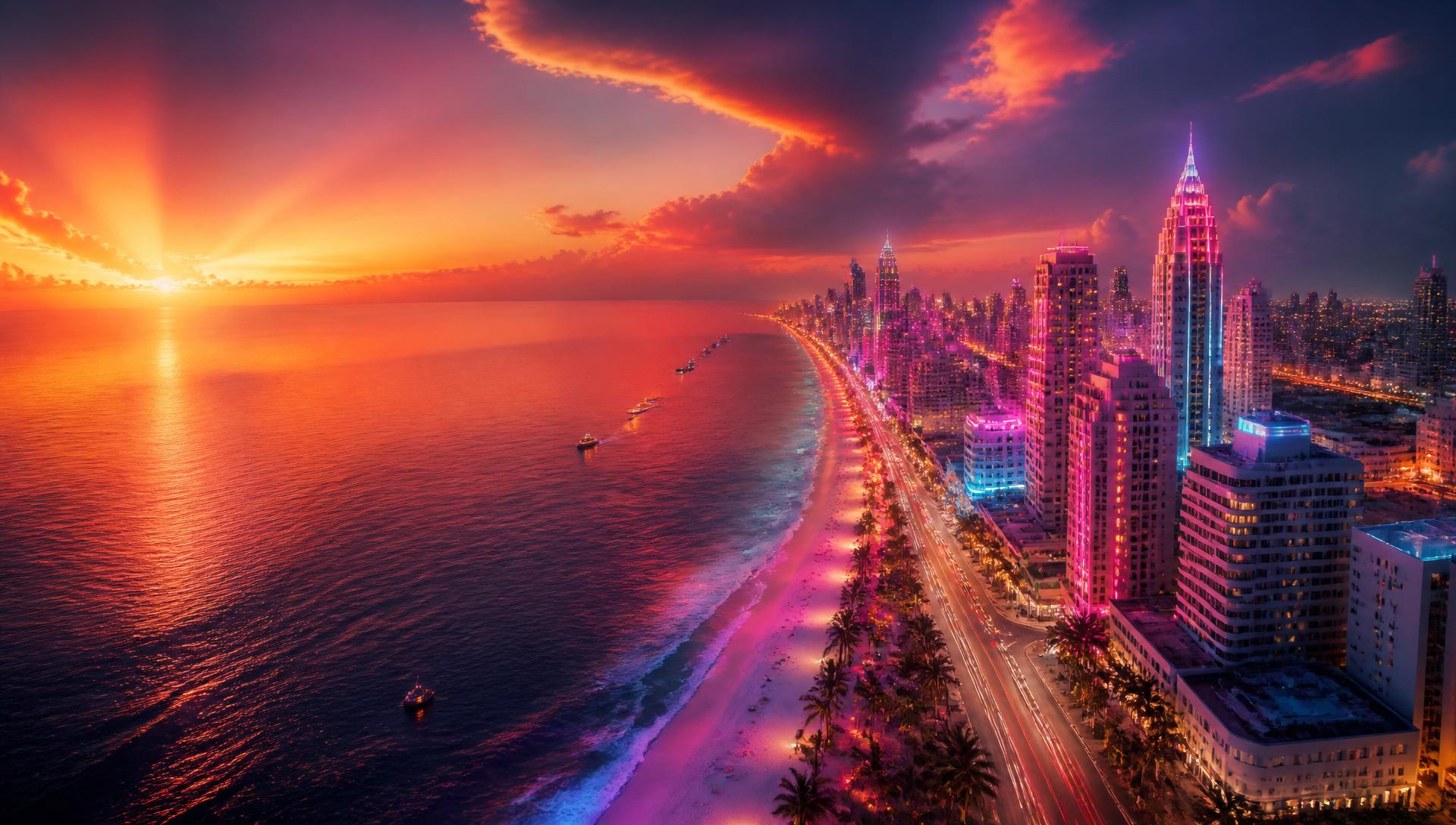 Vice City skyline at sunset